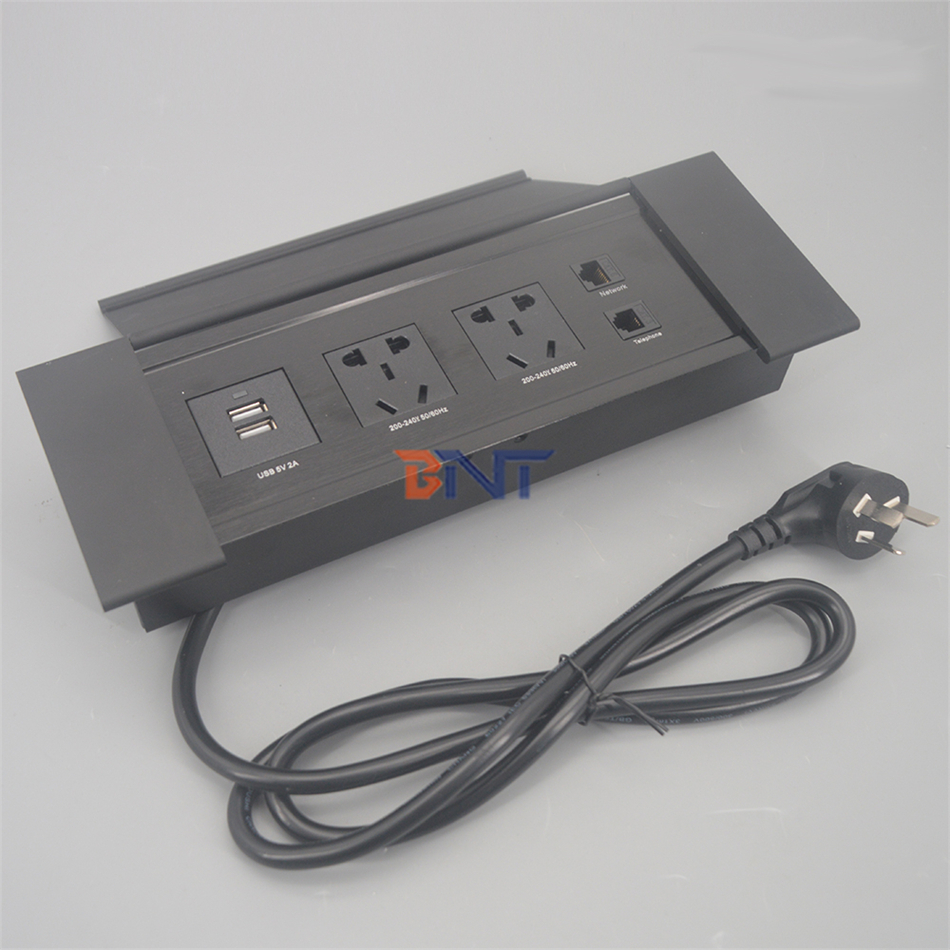 Flushed mounted recessed flip up cover multi power table socket outlet hidden electrical desktop power socket