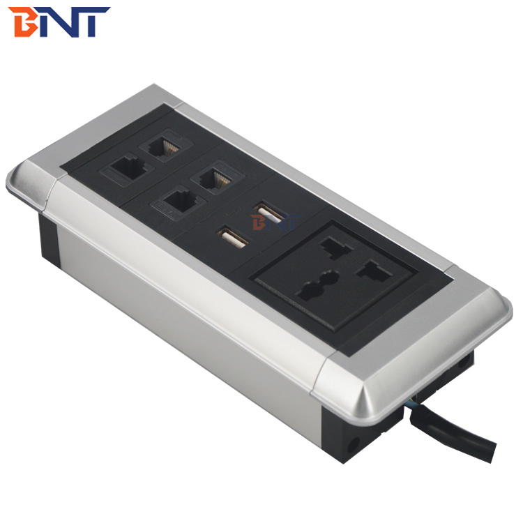 OEM / ODM BNT قطاع الطاقة المستخدم لشبكة USB و RJ45 لطاولة الأثاث مع منفذ طاقة 10A 125V ABS والمواد البلاستيكية