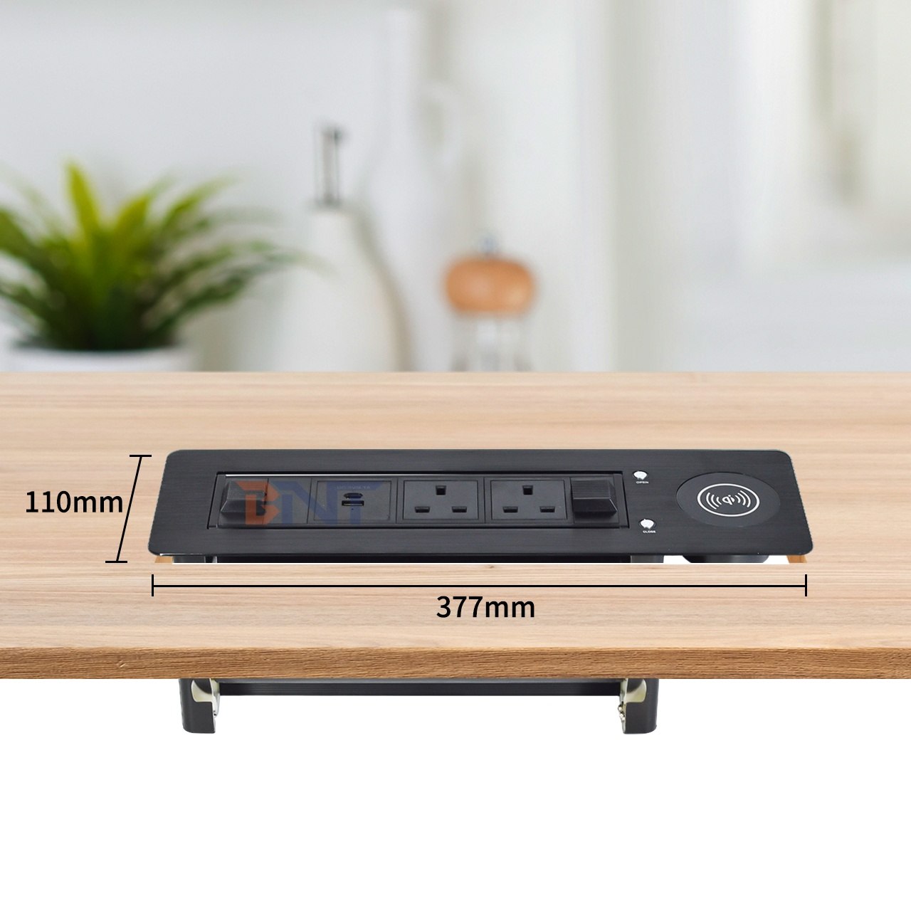 Multifunctional Motorized Rotate Aluminum Desktop Power Socket Outlet 2 AC Outlets  for Office Use