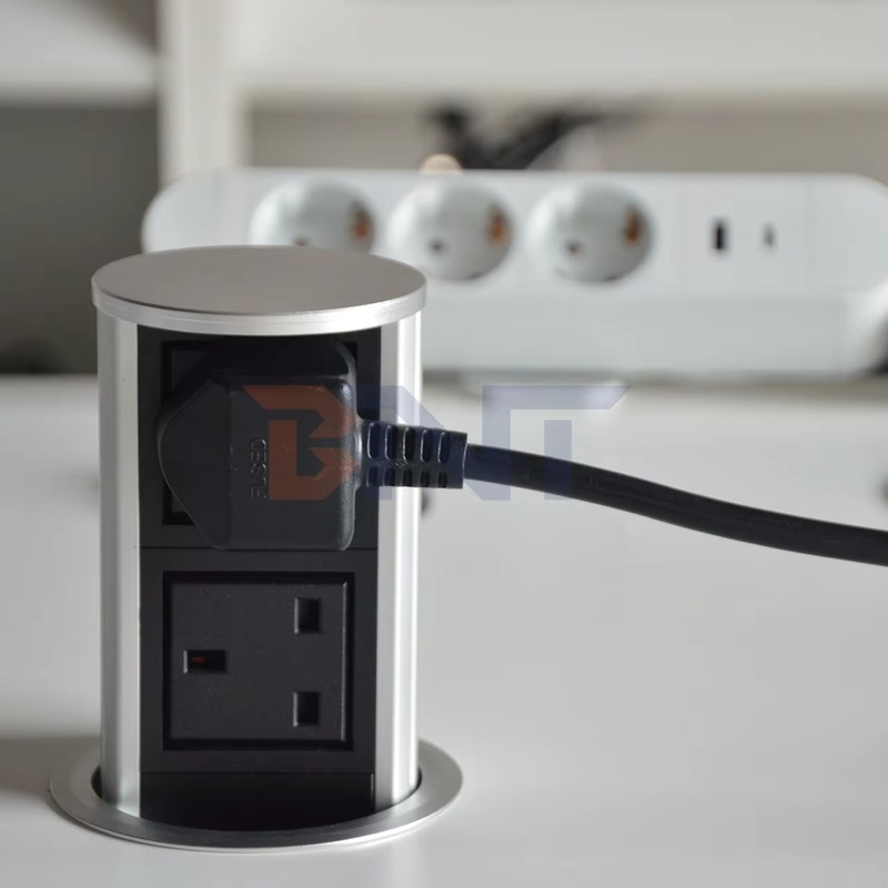 UK Plug Type Pneumatic Lifting Outlet Pneumatic Pop up Power Socket for Hidden Kitchen detail image 2
