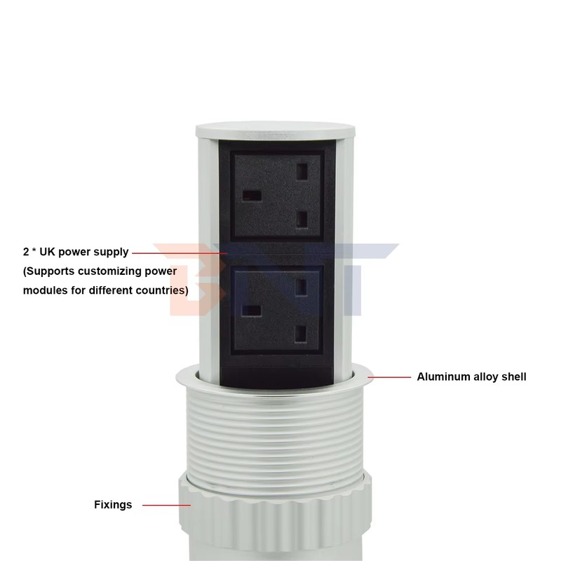 UK Plug Type Pneumatic Lifting Outlet Pneumatic Pop up Power Socket for Hidden Kitchen detail image 4