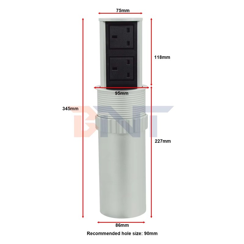 UK Plug Type Pneumatic Lifting Outlet Pneumatic Pop up Power Socket for Hidden Kitchen detail image 6