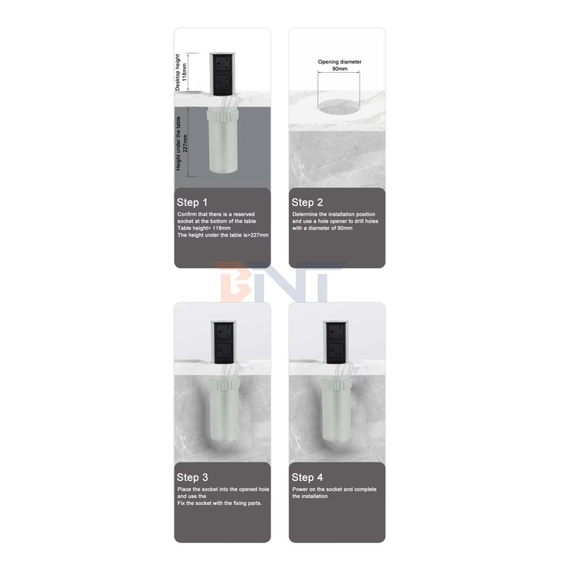 UK Plug Type Pneumatic Lifting Outlet Pneumatic Pop up Power Socket for Hidden Kitchen detail image 7