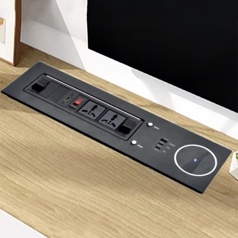 2 Universal 65W Fast Charging Tabletop Socket IP44 Level 10A Rated Current 2 AC Outlets EU Plug Standard for Office Use