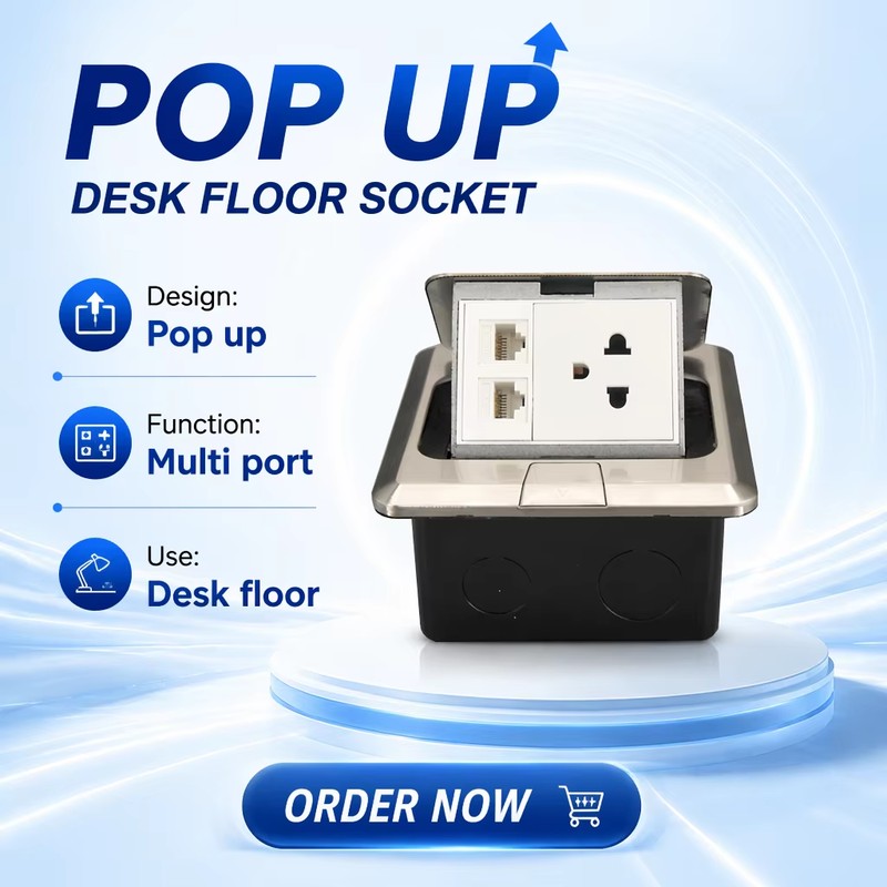 High Quality Floor Socket Kitchen Stainless Steel Aluminum Alloy Hidden Pop up Socket