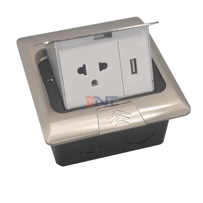 FS31 front view - Pop Up Floor Outlet with USB, US Standard Outlet, Aluminum A