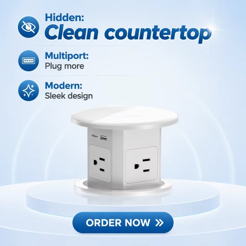 Pneumatic Pop Up Table Outlet with USB - view 1